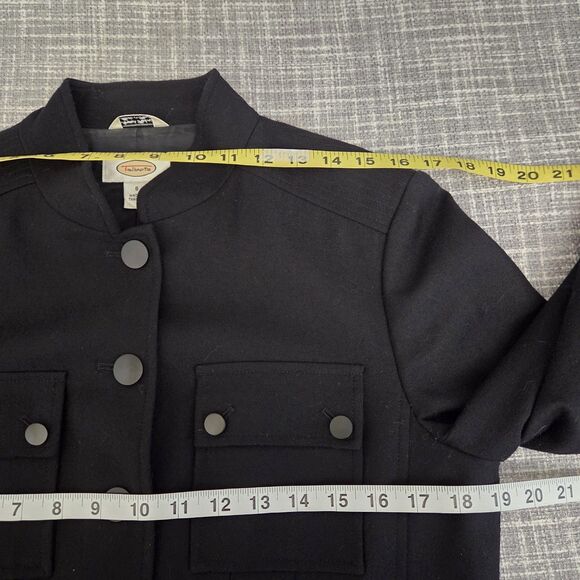 TALBOTS Short Military Style Jacket Size 8 Nehru Collar Fine Wool - Picture 5 of 11